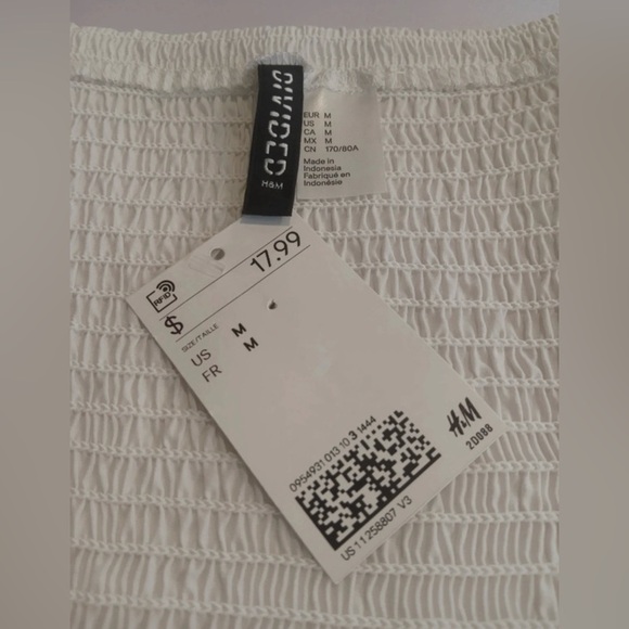 H&M White Smocked Ruffle Hem Mini Skirt Size M - Picture 6 of 7